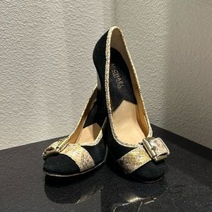 Michael Kors suede leather and gold heels